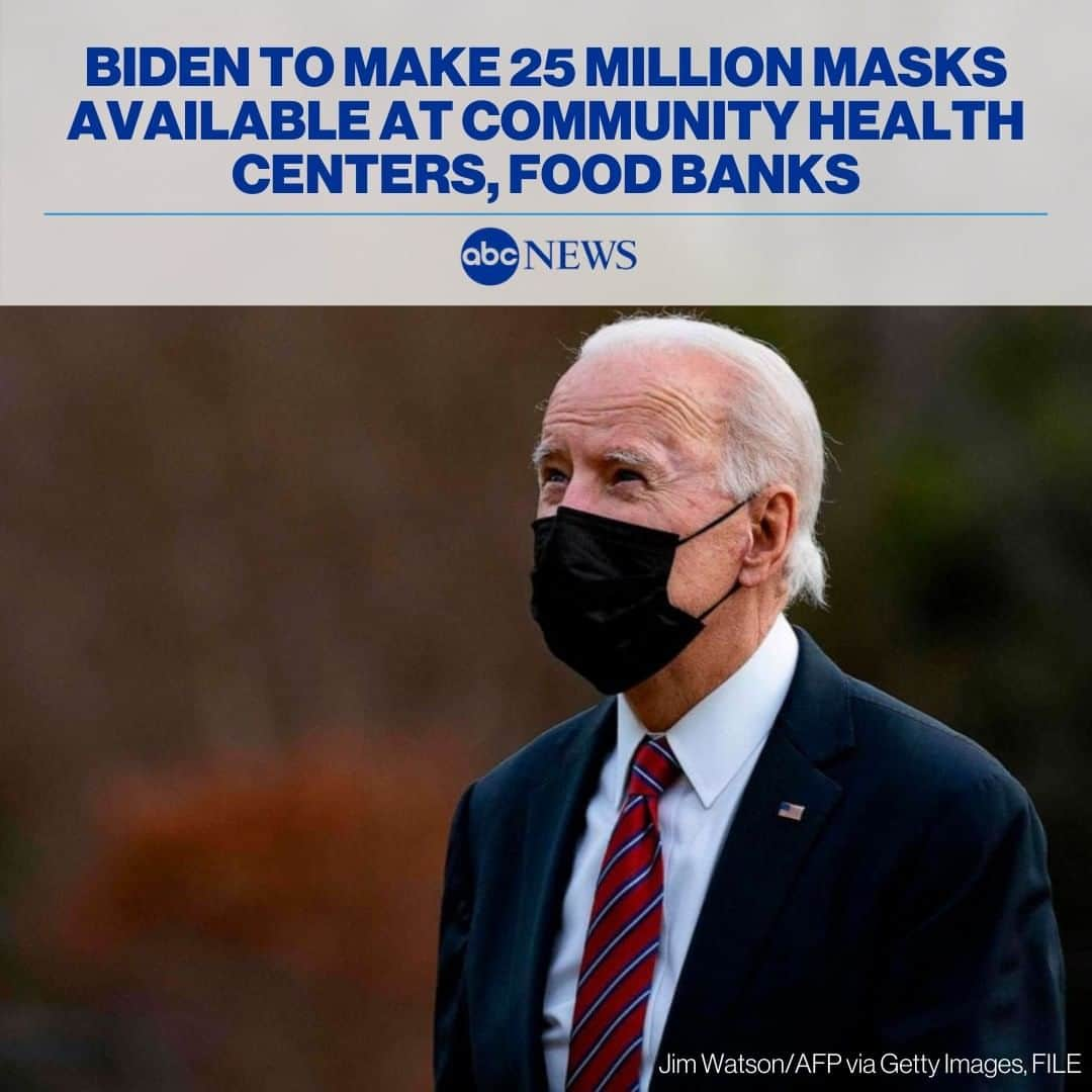 ABC Newsさんのインスタグラム写真 - (ABC NewsInstagram)「President Joe Biden's COVID-19 response team announced Wednesday it would make 25 million masks available to Americans at community health centers and food banks. Tap link in bio for MORE. #joebiden #presidentbiden #masks #covid19 #coronavirus #publichealth #usa」2月25日 4時41分 - abcnews