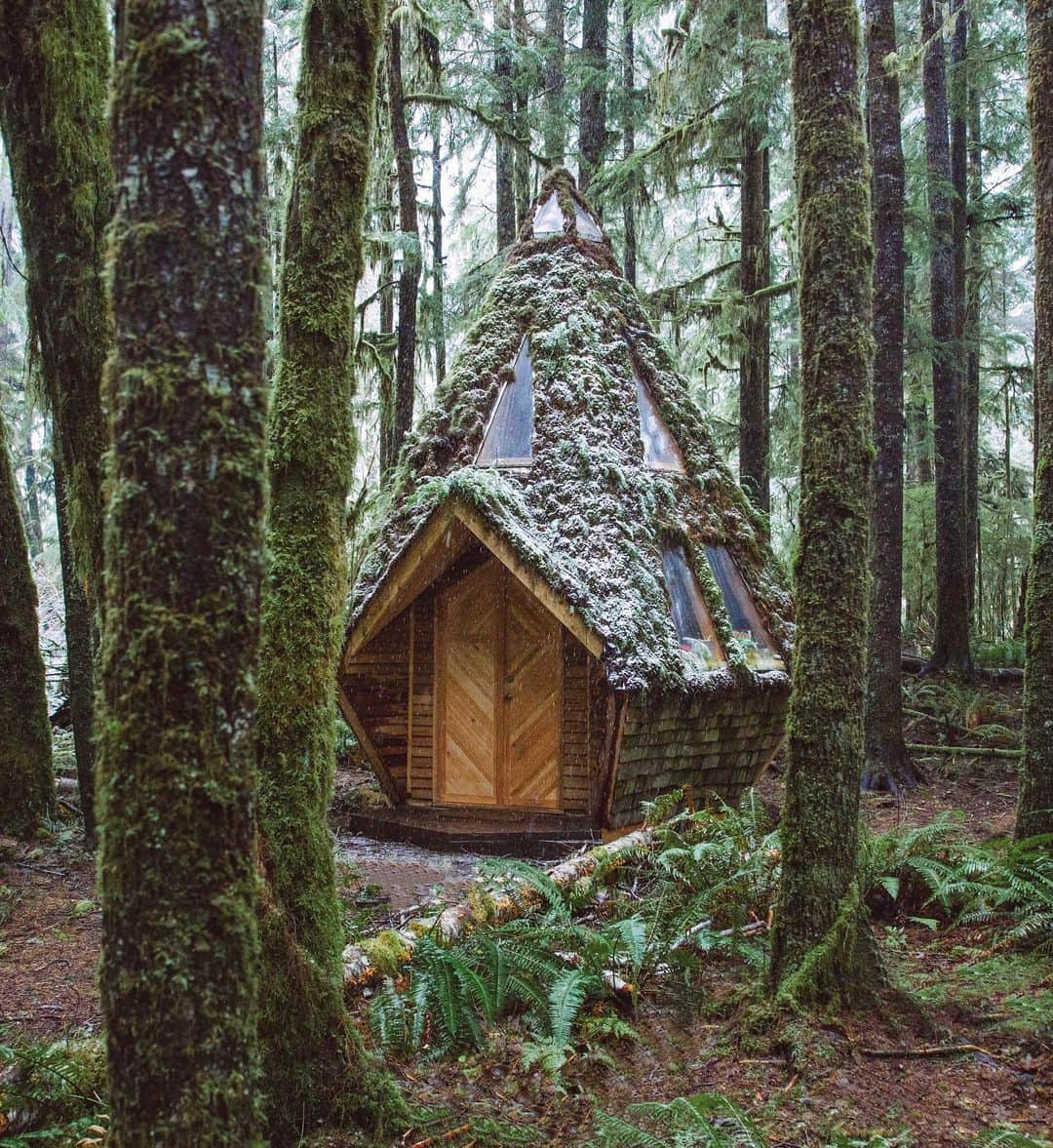 サラ・ジーン・アンダーウッドさんのインスタグラム写真 - (サラ・ジーン・アンダーウッドInstagram)「Our little diamond cabin got kissed with a dusting of snow ❄️ One winter I’m hoping for enough to build a snow-woman out front 🤞☃️ . Cabin by @jacobwitzling & @saraunderwood . #cabinlife #cabin #pnw #pnwonderland #wildernessculture #beautifuldestinations #tinyhouse #tinyhousemovement #diy」2月25日 3時42分 - saraunderwood