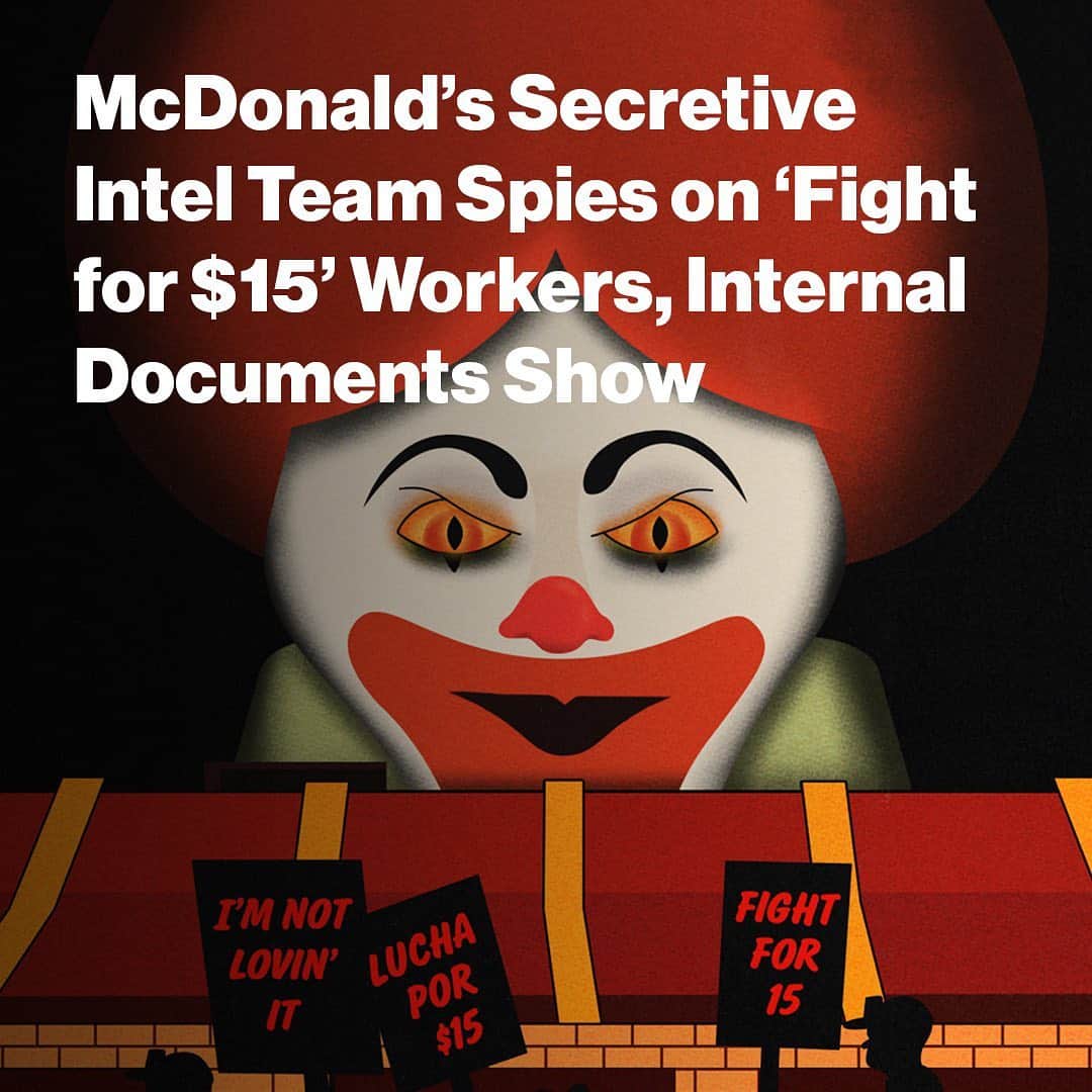 VICEさんのインスタグラム写真 - (VICEInstagram)「For years, McDonald's has internally labeled activists and employees working with the Fight for $15 campaign a security threat and has spied on them, @MotherboardVice has learned. McDonald's says that this work is designed to identify protests that "could put crew and customer safety at risk."⁠⁠ ⁠⁠ The McDonald's workers who have been protesting were surprised to find out how the company has been tracking Fight for $15. ⁠⁠ ⁠⁠ "It's a shame that instead of listening to workers' demands about what we need to stay safe on the job and support our families, McDonald's is spending its time and resources trying to undermine our voices," Gloria Muchaca, a McDonald's worker and a leader of the Fight for $15 movement in Houston, Texas, told @MotherboardVice. ⁠⁠ ⁠⁠ "We're not afraid and this won't stop us. These desperate efforts by McDonald's only show the power of the movement that we've built over the past eight years."⁠⁠ ⁠⁠⁠ A $15 minimum wage is one of the most heavily contested parts of Biden’s $1.9 trillion stimulus package. ⁠⁠ ⁠⁠ 🔗 : Link in bio on how McDonalds has been covertly fighting against it for years.⁠⁠ ⁠⁠ ⁠📸 : @french.hunter」2月25日 4時21分 - vice