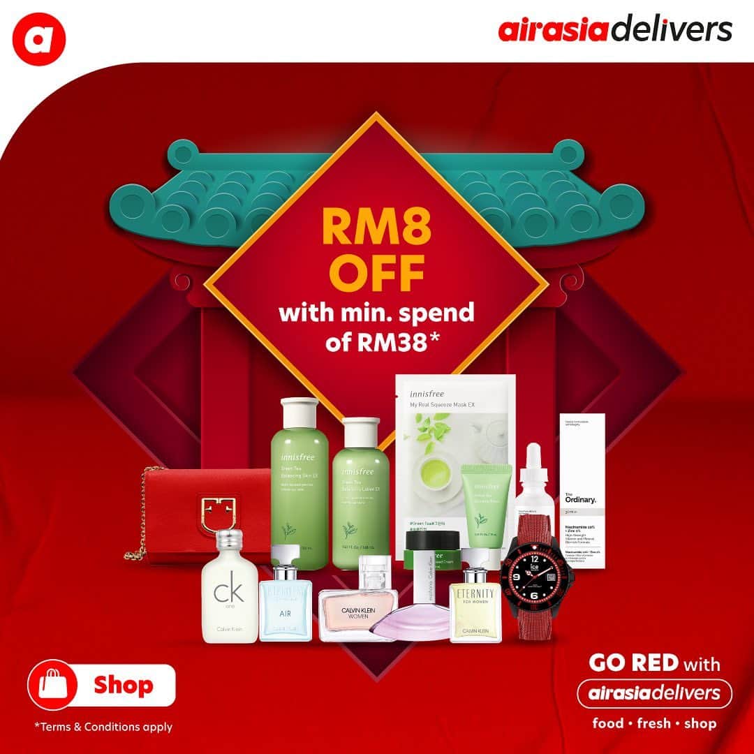 エアアジアさんのインスタグラム写真 - (エアアジアInstagram)「GO RED with #airasiaDelivers this Chinese New Year! ❤️👌🏻  Use your angpao money wisely and use code “GORED8” when you check out.  ⚡ Enjoy RM8 OFF with mininum spend of RM 38* every purchase.   Download airasia, The Asean Super App, or order here https://air.asia/w1k4C __________ *T&Cs apply. Promo is applicable in Klang Valley only. Launching in more cities soon.  Cover photo by @mariancarmelo」2月24日 19時50分 - airasiasuperapp