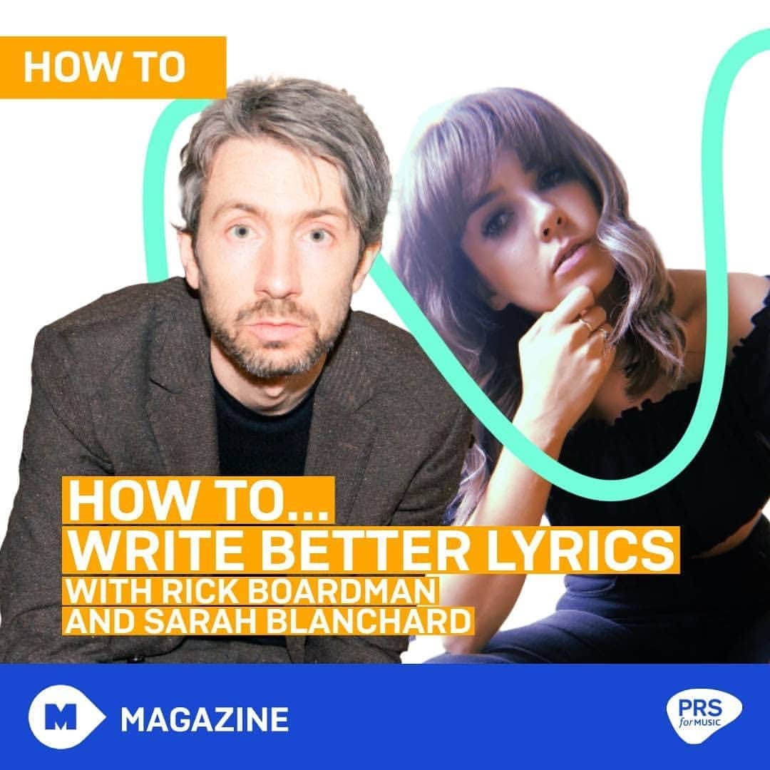 PRS for Musicのインスタグラム：「How to... write better lyrics with Rick Boardman and Sarah Blanchard. Link in bio for full story. #Songwriting #HowTo #PRSTips」