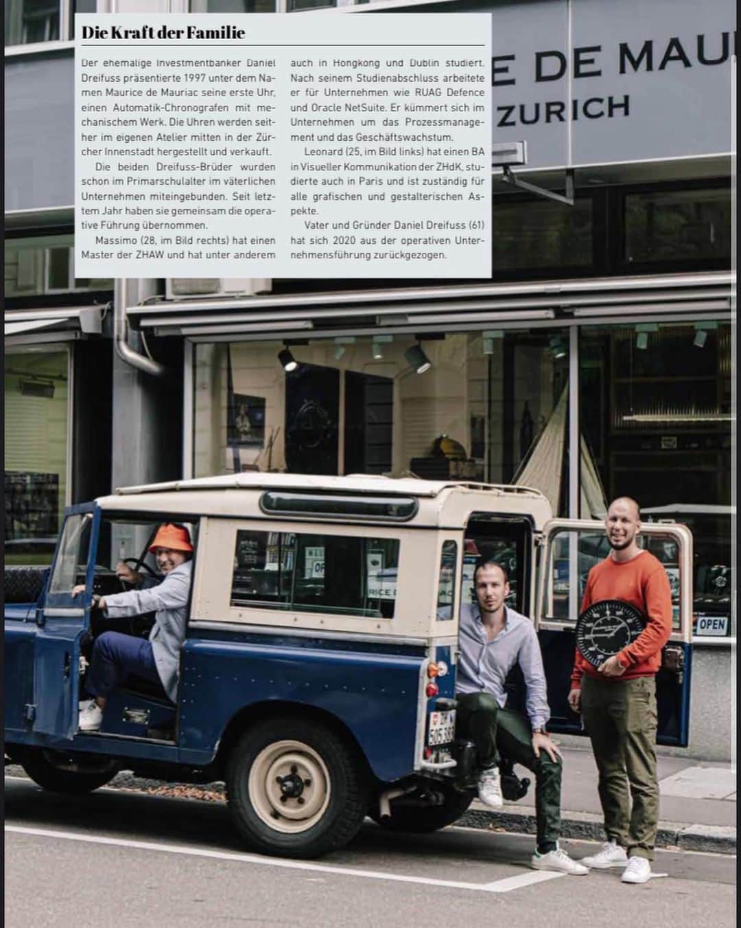 Maurice De Mauriac Zurichさんのインスタグラム写真 - (Maurice De Mauriac ZurichInstagram)「Zürich first - dann die Welt! #freshfromthepress💥  Maybe one of our best Interviews (yet).  Swipe left for the whole read. Thanks to @mariowalser for the nicely written article (we know its only in german - what a pitty!)  #MauriceDeMauriac #press #interview #family  Photos @carphiles」2月24日 20時54分 - mauricedemauriac
