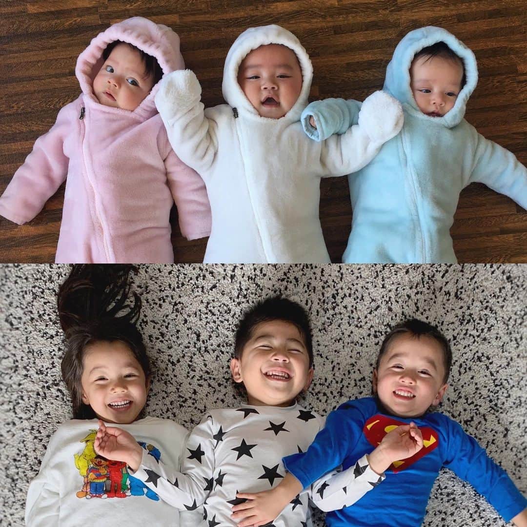 エリナ シルカのインスタグラム：「Before→After  8日違いのお友達。4年でこんなに成長しました😇 そしてまたまたお誕生日が違い女子ベビーズは、初対面でずっと泣いていたのでした。笑 ずっと仲良くして欲しいな〜♡」