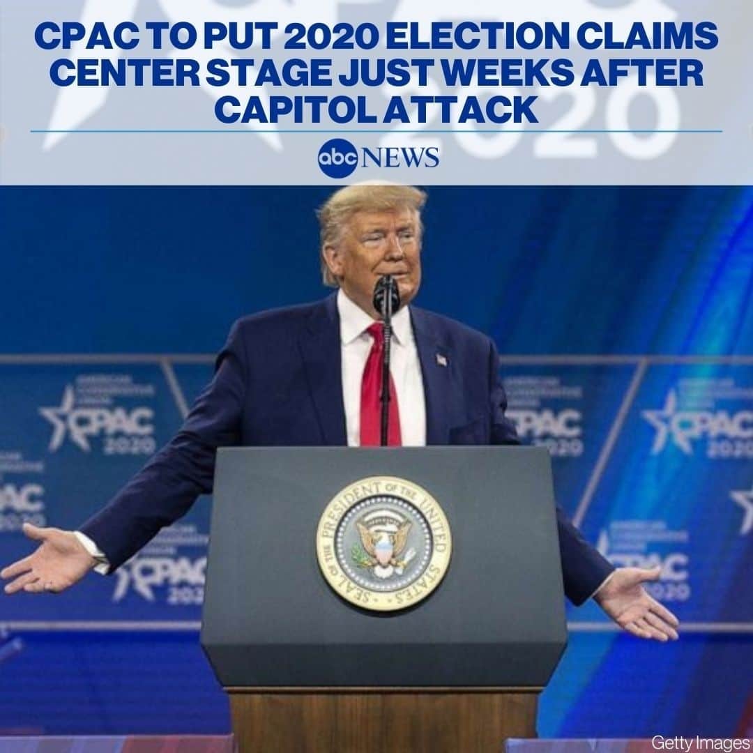 ABC Newsさんのインスタグラム写真 - (ABC NewsInstagram)「CPAC to put 2020 election claims center stage just weeks after Capitol attack. Speakers will include Donald Trump and others who challenged the election results. MORE AT LINK IN BIO.⁠」2月24日 21時38分 - abcnews
