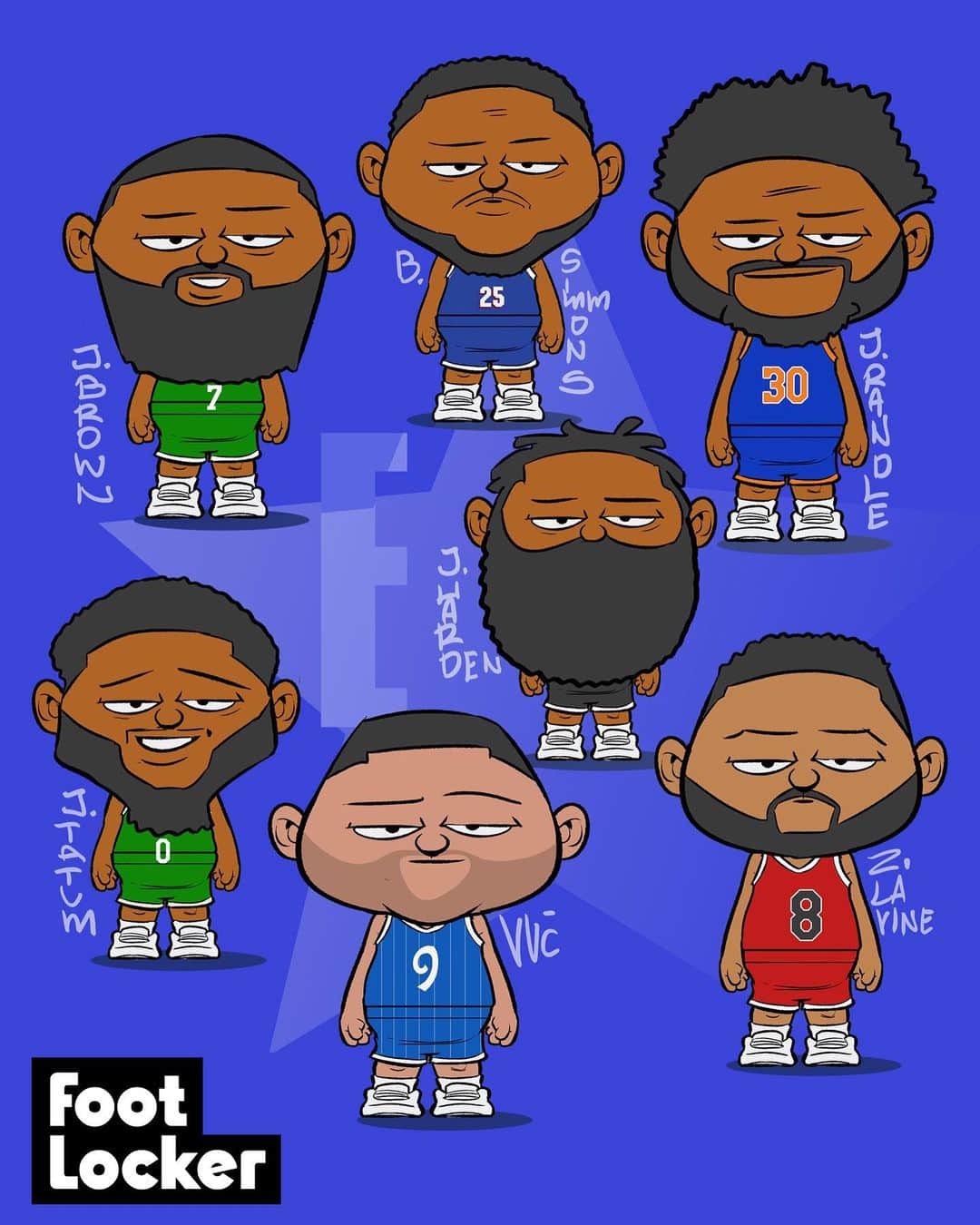 Foot Lockerのインスタグラム：「ALL-STAR Reserves. Who do you think got snubbed?   🎨 : by @karmoruu」