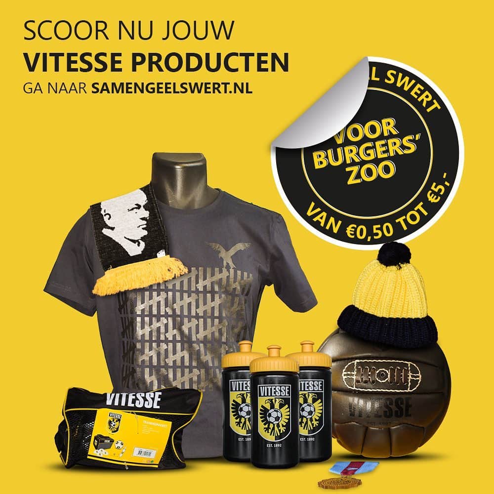 フィテッセさんのインスタグラム写真 - (フィテッセInstagram)「Vitesse-producten scoren voor een leuk prijsje? 🤩  🛒 Kijk snel op: samengeelswert.nl en steun direct het goede doel van @burgerszoo   #Vitesse」2月24日 23時21分 - mijnvitesse