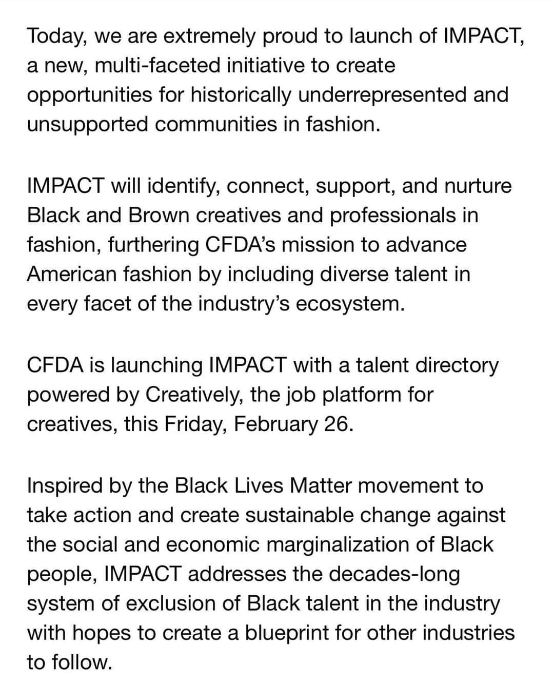 トレイシー リースさんのインスタグラム写真 - (トレイシー リースInstagram)「I am so proud to be a part of CFDA at this pivotal moment in our industry's evolution! CFDA, the IMPACT team, and generous partners are dedicated to rolling out programming that is thoughtful, nuanced, and targeted to achieve measurable, sustainable, and positive change in fashion. We hope this ground-breaking work will set the trend for others.」2月25日 2時03分 - tracy_reese