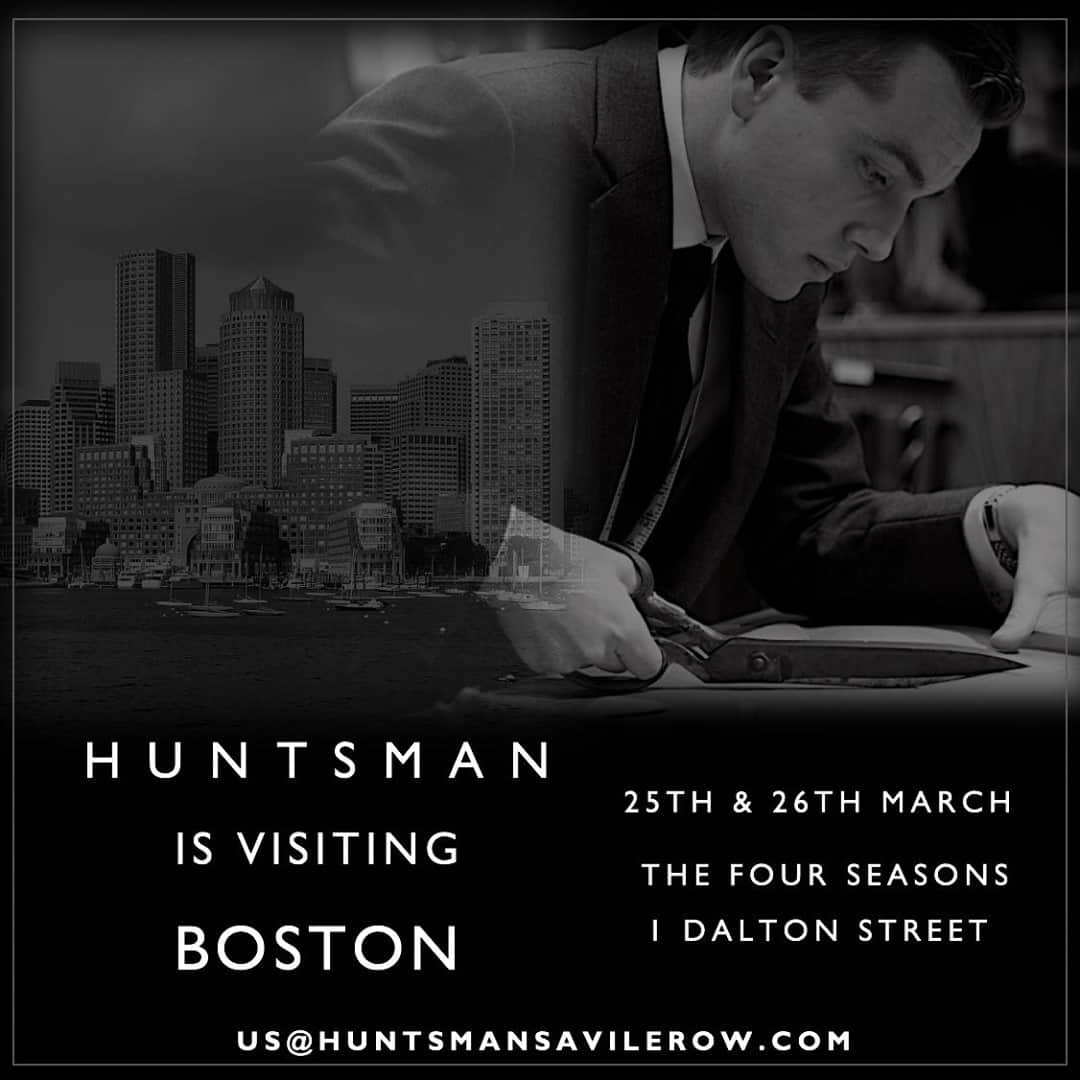 ハンツマンのインスタグラム：「Huntsman is visiting Boston on the 24th & 25th Of March. Email usa@huntsmansavilerow.com to make an appointment with Ed and Ralph and enjoy the finest Savile Row tailoring, or visit LinkInBio for our full dates and schedule.  #Huntsman #HuntsmanUSA #HuntsmanW57th #CustomSuits #CustomMade #CustomTailoring #Massachusetts #Boston  #Bespoke #BespokeTailoring #SavileRow #HuntsmanSavileRow  #Menswear #Businesswear #Suiting #LuxuryMenswear #MensStyle #BritishTailoring」