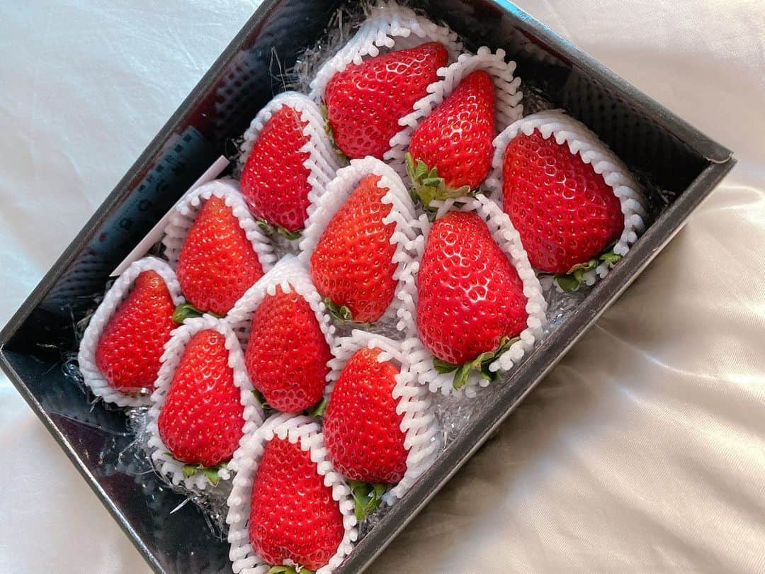 まんまるとまとのインスタグラム：「🍓 ・ @fasshon_sayu_u   さゆから 急に🍓届いて 明日家いるー？って 聞かれて次の日には 🍓きてた（ ; ; ）💕 本当にありがとう♡ だいすき🥺 ・ ・ ・ ・ #ストロベリー #strawberry #spring」