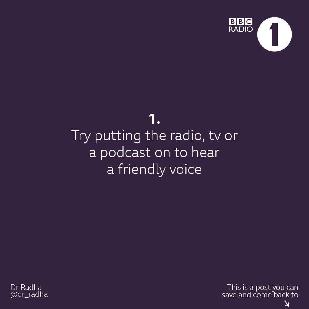 BBC Radioさんのインスタグラム写真 - (BBC RadioInstagram)「Some potentially helpful tips that could help you if you're feeling a bit alone at night, from @dr_radha 💜⁣ ⁣ You can also search for 'Life Hacks - Lockdown Wellbeing' on @bbcsounds to listen to a range of different episodes with Dr Radha, @vicknhope and @katiethistleton ⁣ ⁣ And search for BBC Action Line for information and support should you want it」2月25日 5時00分 - bbcradio1