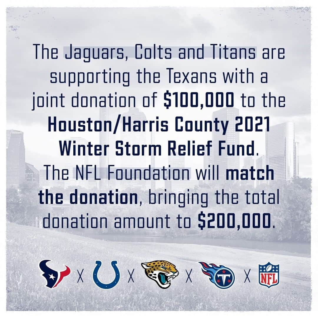 ヒューストン・テキサンズのインスタグラム：「Thank you to our AFC South and @nfl family.」