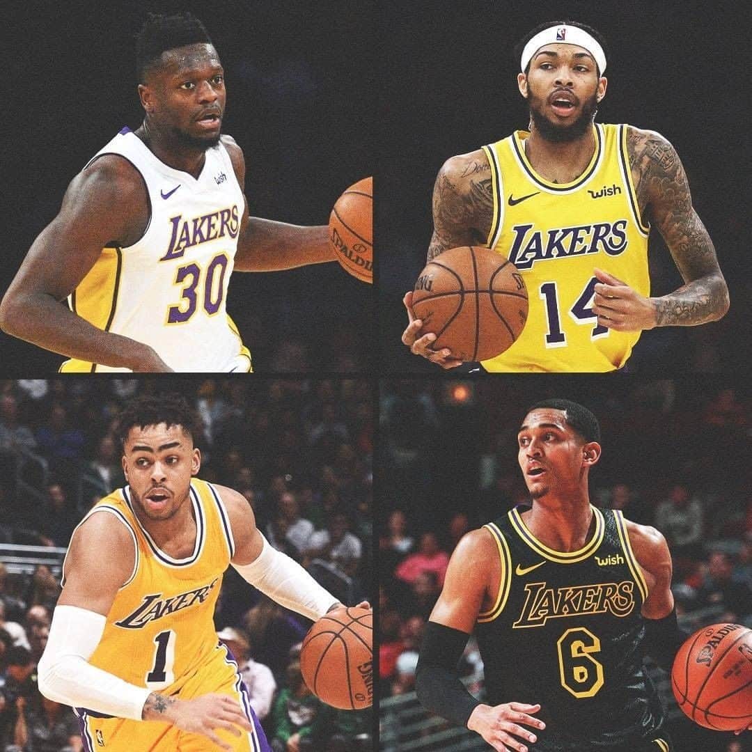 espnのインスタグラム：「The Lakers' former young core has been thriving 👀👏  ▪️ Julius Randle: 2021 All-Star ▪️ Brandon Ingram: 2020 All-Star, '19-'20 Most Improved Player ▪️ D'Angelo Russell: 2019 All-Star ▪️ Jordan Clarkson: 6th Man of the Year contender this season  (via @nbaonespn)」