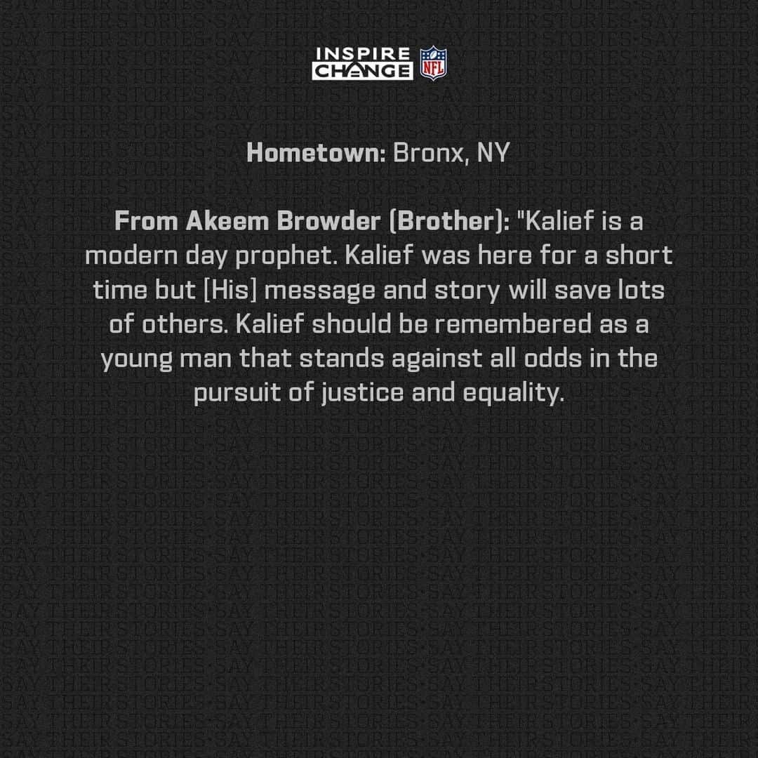 NFLさんのインスタグラム写真 - (NFLInstagram)「Say His Name: Kalief Browder  Kalief is one of the many individuals being honored by players and coaches this season through the NFL’s helmet decal program. #SayTheirStories #InspireChange」2月25日 6時00分 - nfl