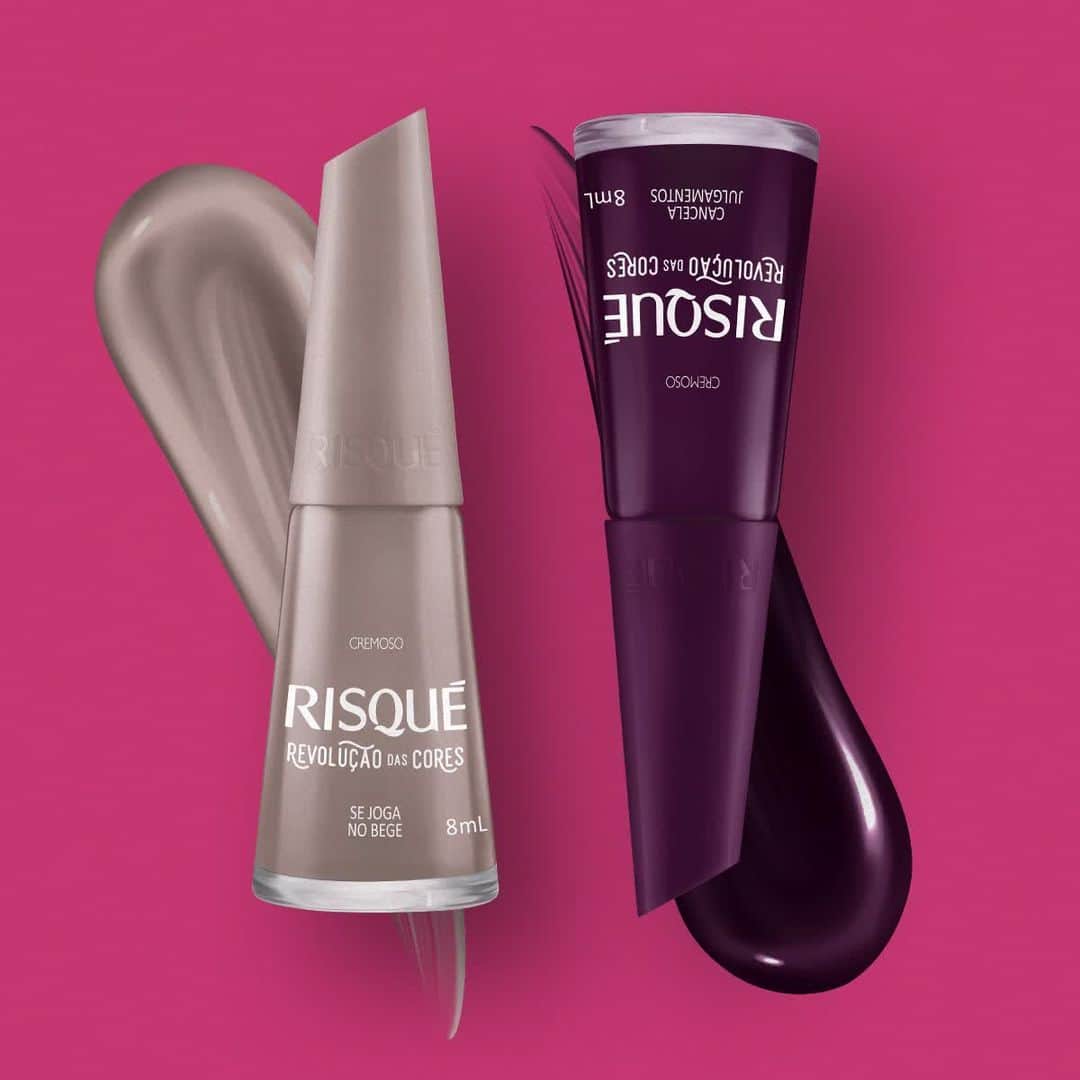 Risqueのインスタグラム：「Quem disse que a cor de esmalte define você? O seu potencial, o quão séria, meiga ou poderosa você é? Já deu do que é certo e errado, isso ou aquilo. Toda cor é bem-vinda em qualquer momento e para todes! "Se Joga no Bege" e “Cancela Julgamentos” com a Nova Colecão #RisquéRevoluçãoDasCores. ⠀ #TáNasNossasMãos #EsmaltesRisqué #RisquéOficial #RisquéRegular」