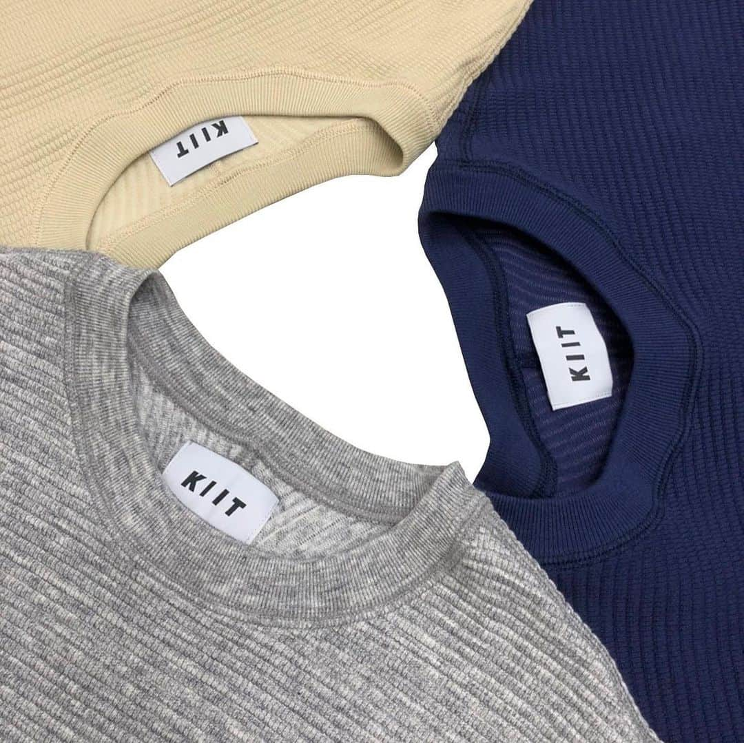 キートのインスタグラム：「. New Release . 2021 Spring / Summer Products . ☑︎KIK-T98-008 . ☑︎COTTON STRECH WAFFLE CREW NECK PULLOVER . ☑︎BEIGE / NAVY / HEATHER GRAY . ☑︎1 / 2 / 3  MEN'S . ☑︎15.400-」