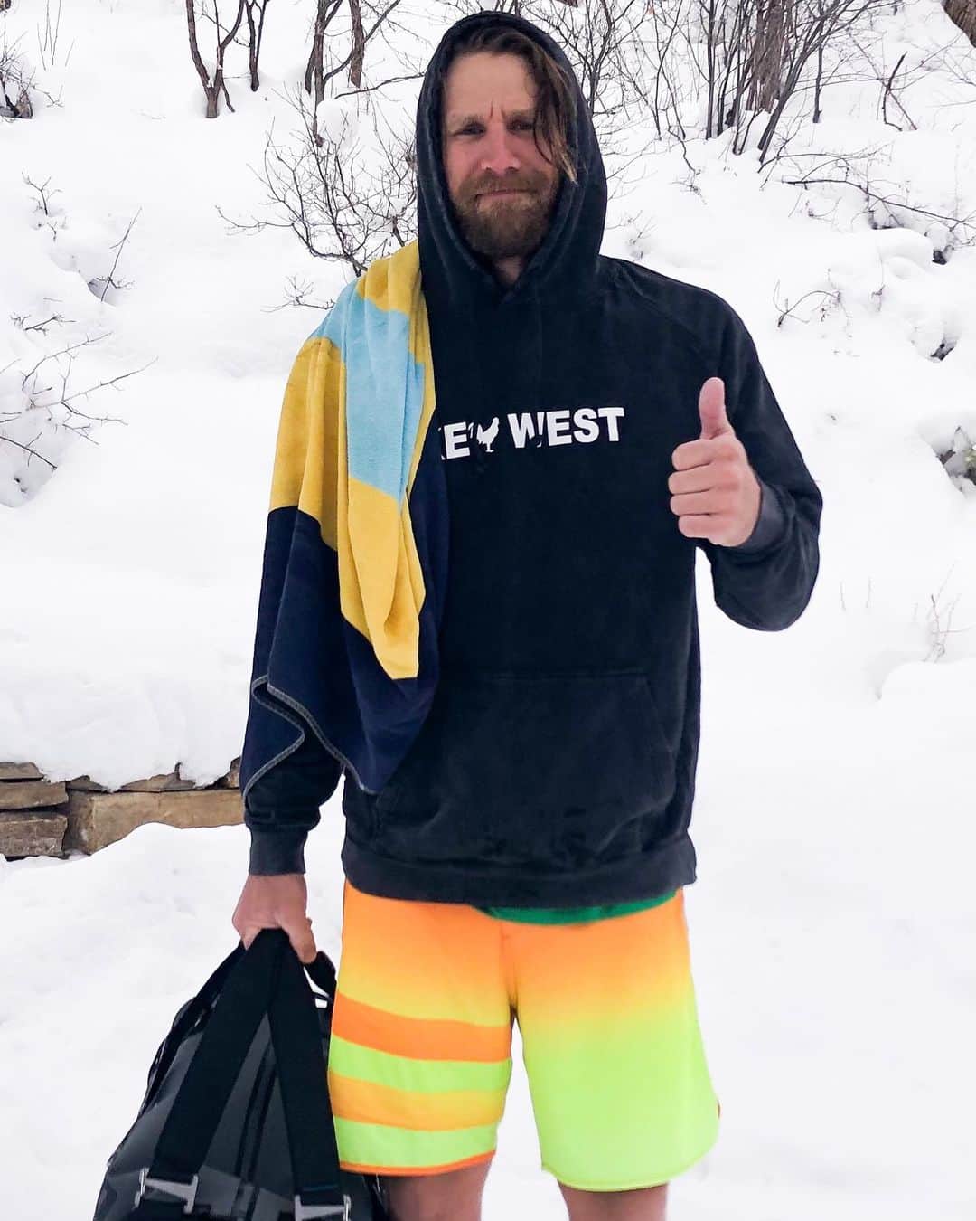 チェイス・ライスのインスタグラム：「A trip straight from Key West to Colorado, with only beach clothes, is not advisable.」