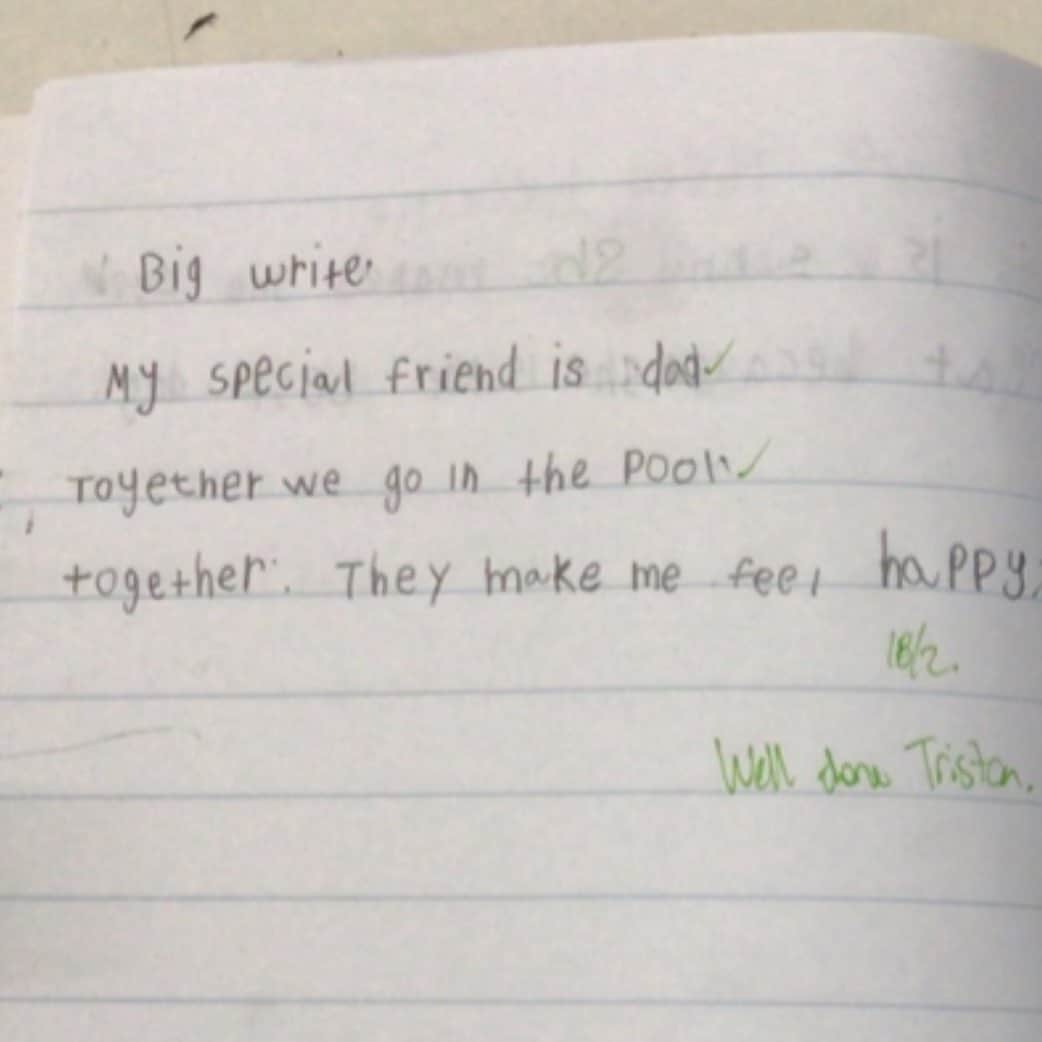 クリス・ヘムズワースさんのインスタグラム写真 - (クリス・ヘムズワースInstagram)「My little boys creative writing  “My special friend is dad, together we go in the pool, together they make me feel happy” ❤️😭」2月25日 9時42分 - chrishemsworth