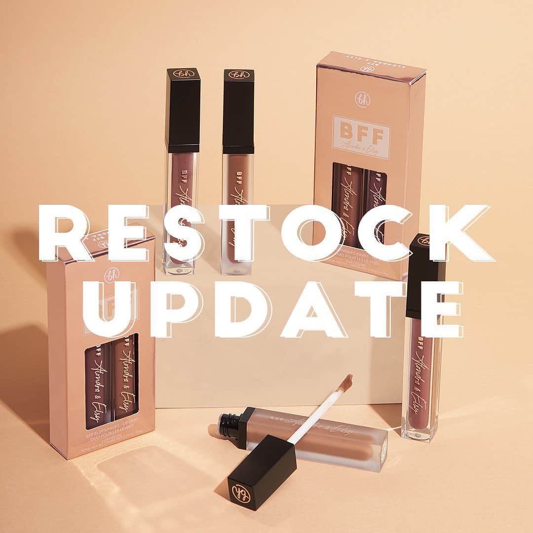 BH Cosmeticsのインスタグラム：「We heard you babes! 😉 Obsessed with all the love for the BFF Lip Duos and we are working hard to bring you a restock ASAP 👏🏽 Given the continued COVID situation, we want to be transparent that this restock won’t be available until July – but IT.IS.COMING. 😱 Make sure you sign up on our site to be the first to bag them the second they're back! #BHxAlondraElsy #bhcosmetics」
