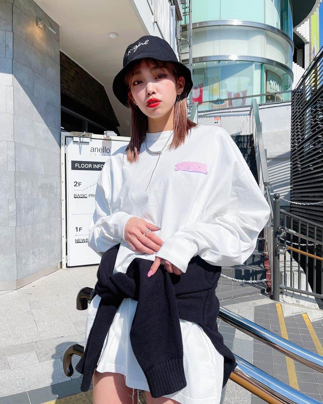 XGIRL_ootdのインスタグラム：「#xgirl_ootd @xg_hnk 168cm X-girl HARAJUKU STAFF ・ ---------------------------- ・ ▪️ FLOWER L/S TEE DRESS ¥7,000+tax(size S) ・ ---------------------------- #xgirl #xgirljp #xgirlus #エックスガール」