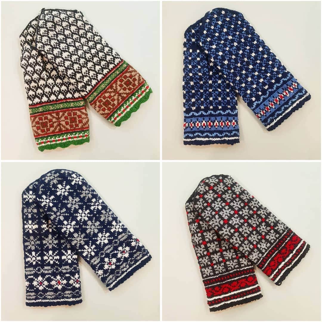 ティネスのインスタグラム：「New listings for men! 😎 Double mittens in various designs. Outside mitten is hand- knitted with soft lining. Very cosy, warm and windproof.  Choose your design on WWW.TINES.LV WORLDWIDE SHIPPING」