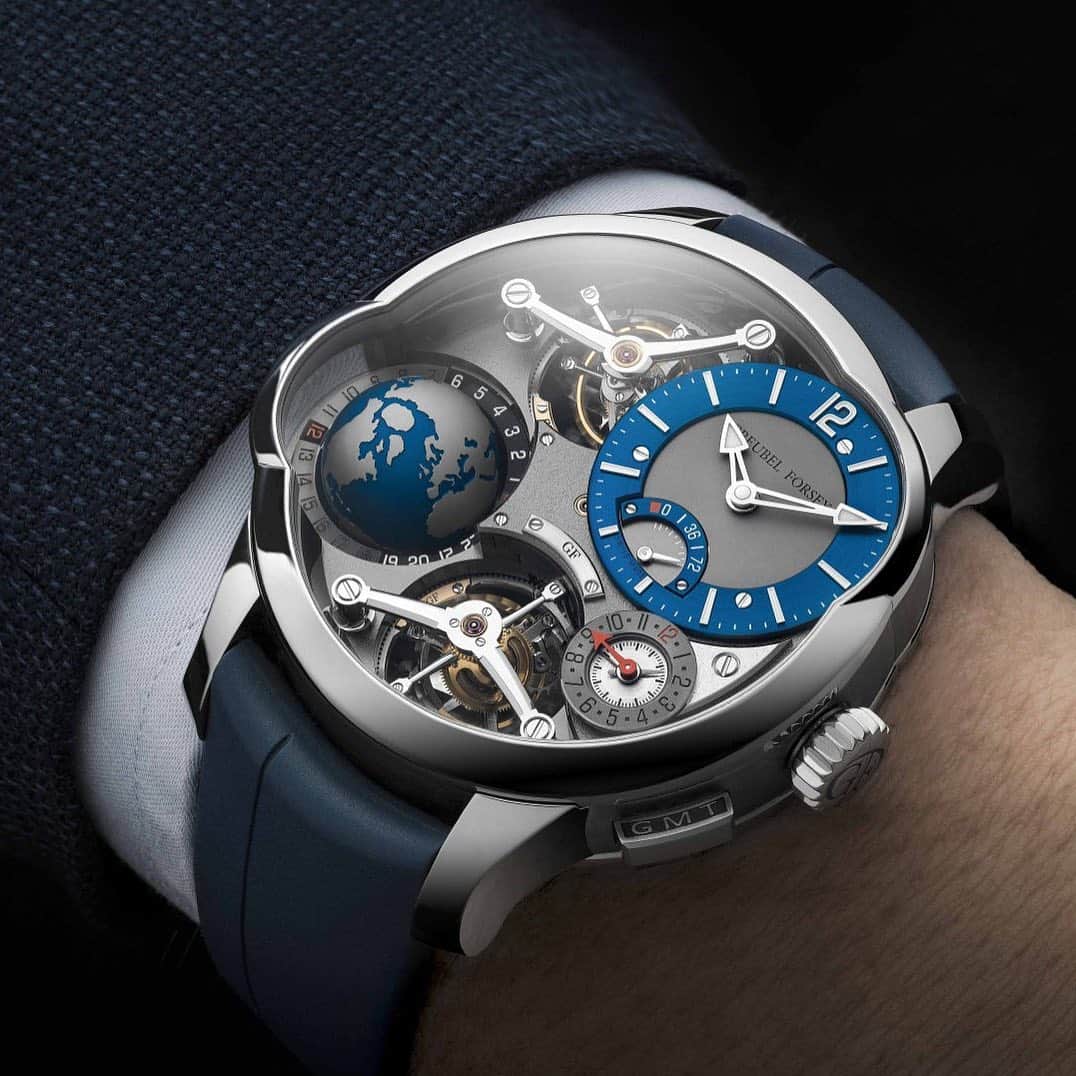 WATCHMANIAのインスタグラム：「@greubel.forsey has introduced GMT Quadruple Tourbillon. This revolutionary and modern limited edition marks the start of a new chapter with new materials, new colours and new finishes. Details on Watchmanias.com, link in bio.」