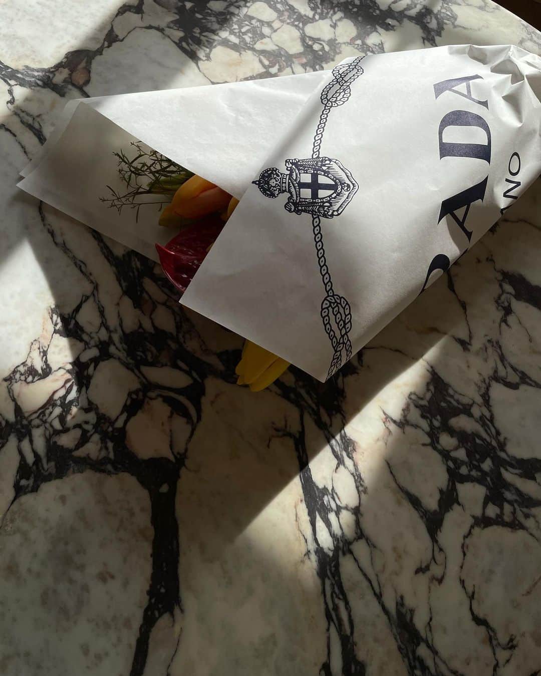 ペニーレ・タイスベックのインスタグラム：「P R A D A 💛 First flower delivery for the new house💛」