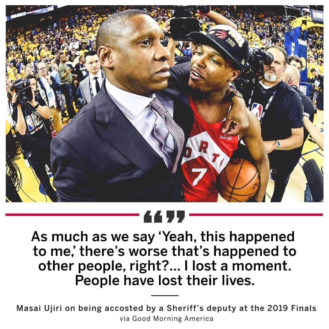 espnのインスタグラム：「Raptors president Masai Ujiri spoke about how the courtside confrontation at the 2019 NBA Finals renewed his fight for social justice. (via @goodmorningamerica, @ktvu2)」