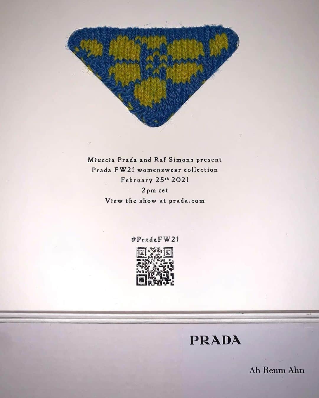 アン・アルムさんのインスタグラム写真 - (アン・アルムInstagram)「#광고 Miuccia Prada Raf Simons present  #PradaFW21 tonight at 10pm 🇰🇷🔊  ▶️ show via prada.com #PradaCleo」2月25日 16時40分 - ahnahr