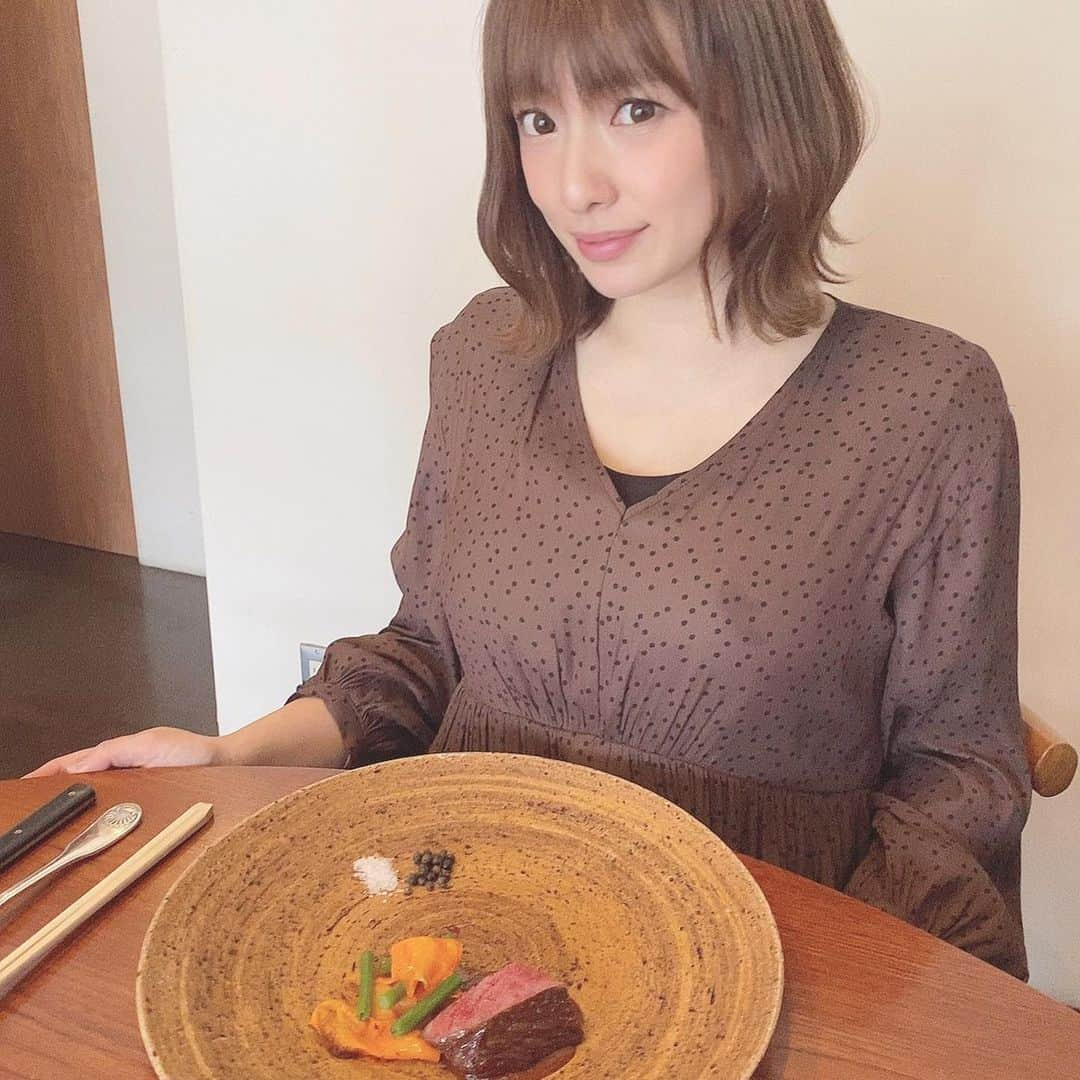 長尾麻由のインスタグラム：「いつかのランチ🍽 和のテイストを取り入れたフレンチは見た目も美しく味も最高でした✨」