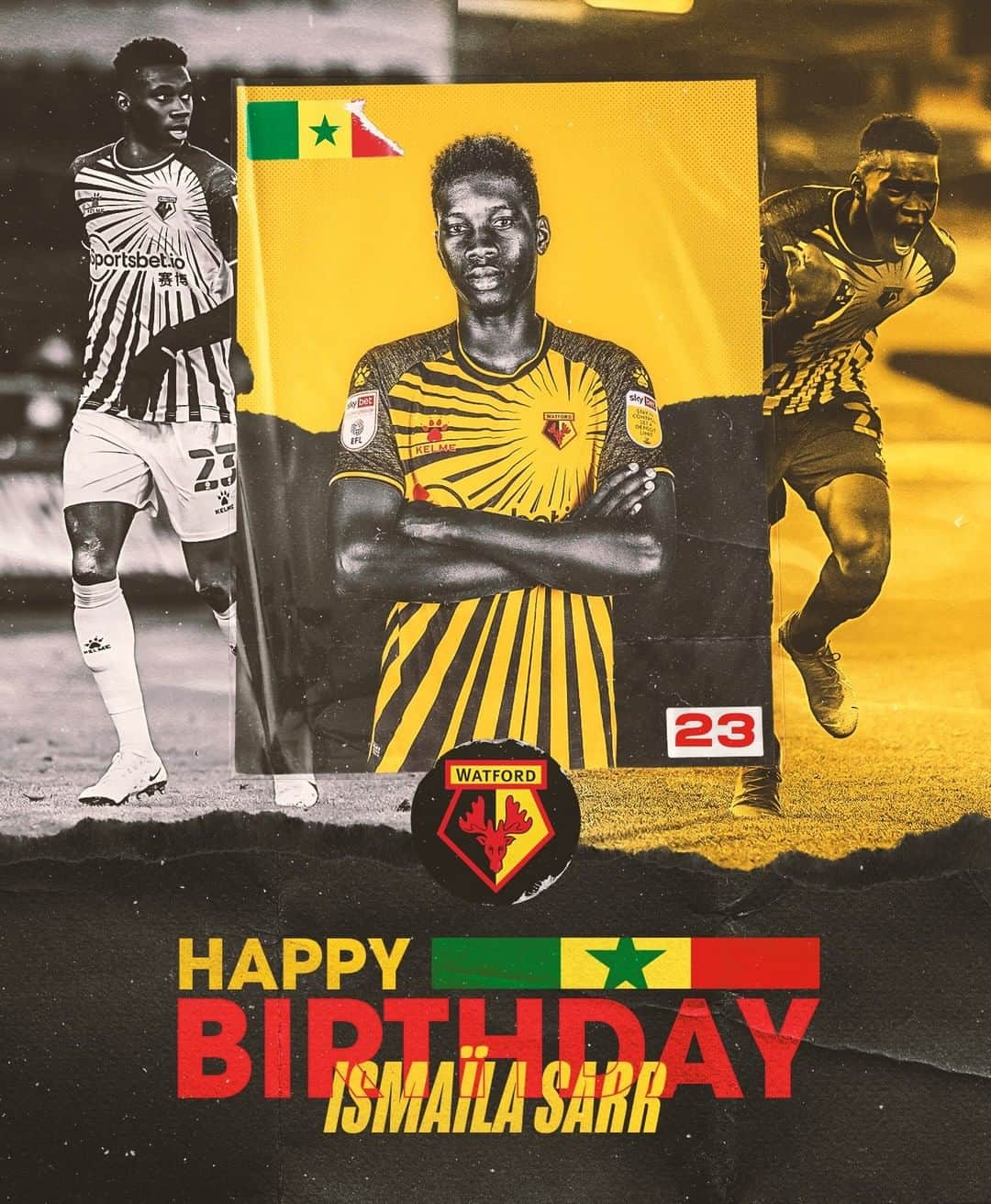 ワトフォードFCさんのインスタグラム写真 - (ワトフォードFCInstagram)「Joyeux Anniversaire, @ismaila_sarr_18 🥳🇸🇳」2月25日 18時00分 - watfordfcofficial