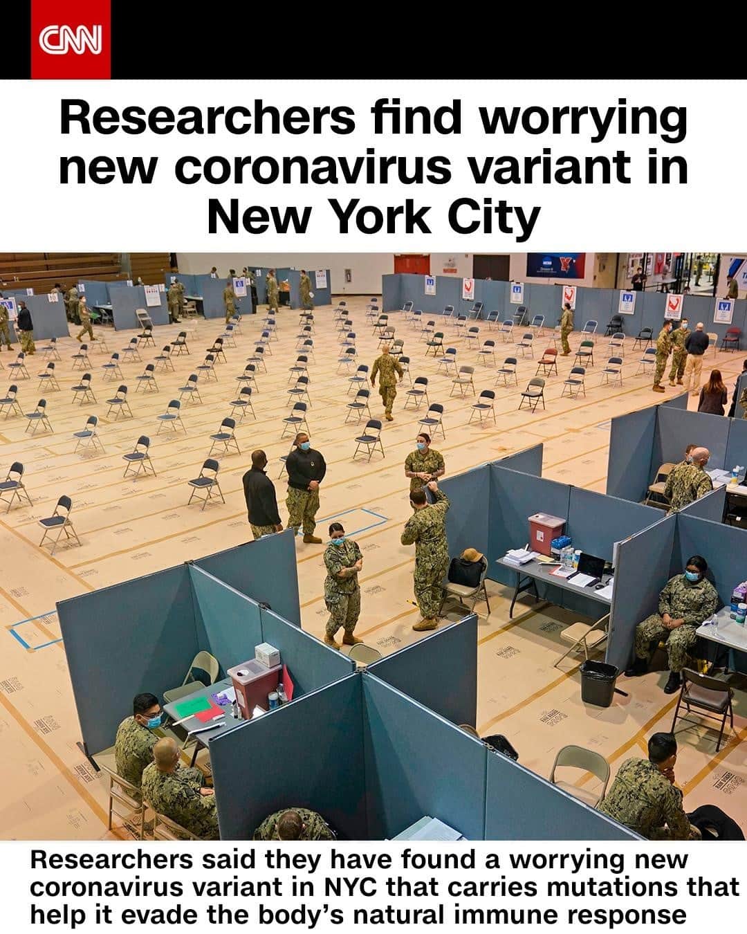 CNNさんのインスタグラム写真 - (CNNInstagram)「Two separate teams of researchers said this week they have found a worrying new coronavirus variant in New York City and elsewhere in the Northeast that carries mutations that help it evade the body's natural immune response — as well as the effects of monoclonal antibody treatments. It appears to evade, somewhat, the body's response to vaccines, as well. It's the latest of a growing number of viral variants that have arisen in the US, which has had more coronavirus cases — 28 million — than any other country and where spread is still intense. Tap the link in our bio to learn more.⁠ ⁠ (📸: Seth Wenig / POOL / AFP)」2月25日 23時35分 - cnn
