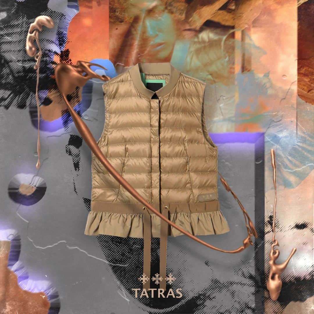 タトラスのインスタグラム：「Collaboration with a talented up and coming Japanese artist @shuntoheyog. Kazuhiro Aihara for Tatras SS21 ”Desert Resort"  Featuring ARTEMIDE LADY'S DOWN VEST.   #Tatras #Tatrasofficial  #Tatraspeople  #downjacket」
