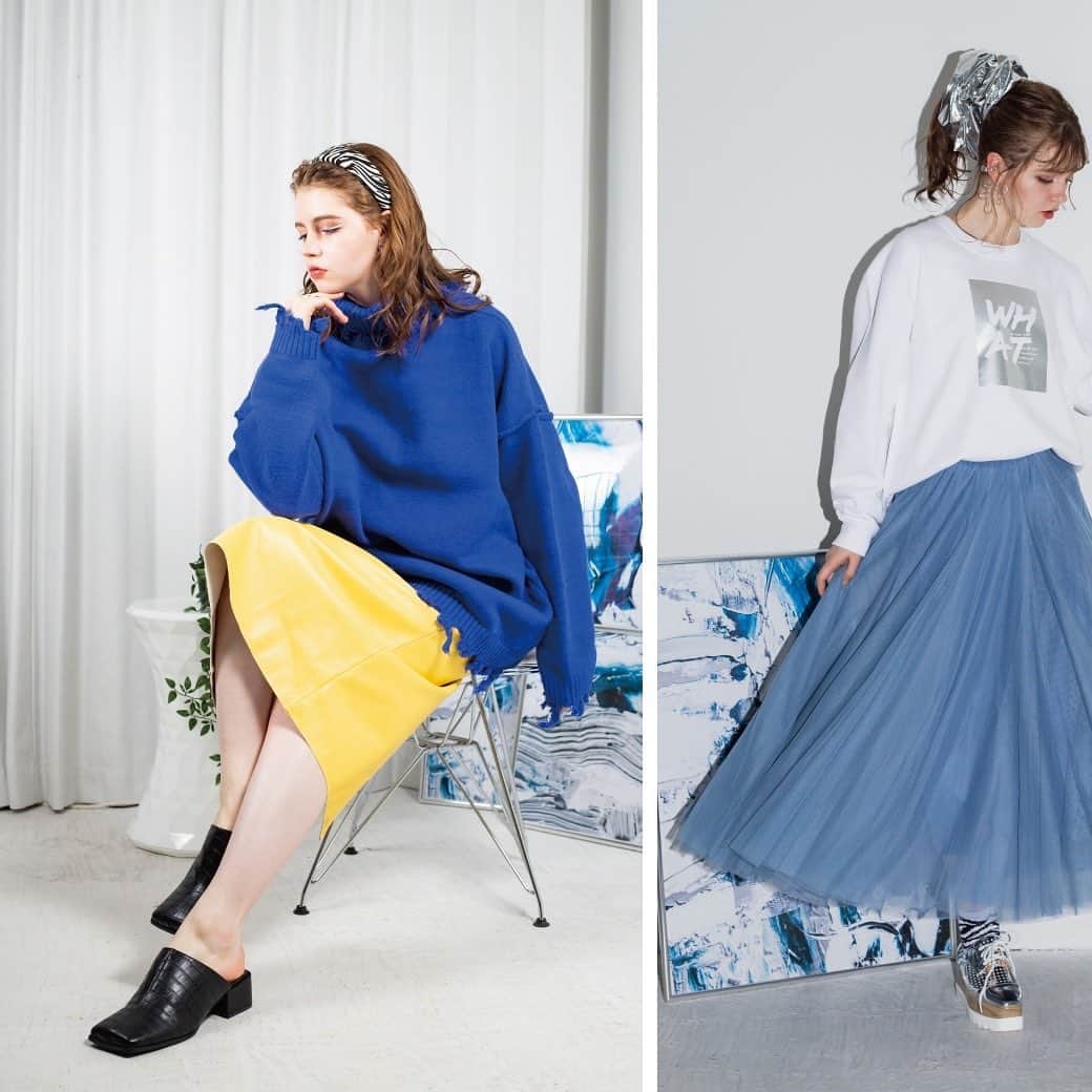 gallerieさんのインスタグラム写真 - (gallerieInstagram)「. 2021 spring/summer collection ————————————  ☑︎ Silver Print Sweat (¥5,990+tax) ☑︎ Color Tulle Long Skirt (¥4,990+tax) ☑︎ Mesh Wood Sole Shoes (¥5,990+tax)  ☑︎ Big Turtle Damage knit (¥7,990+tax) ☑︎ Back Slit Leather Tight Skirt (¥4,990+tax) ☑︎ Square Leather Mule (¥5,990+tax)  ▶︎ online / kyoto / osaka  #gallerie #2021SS #21SS  ———————————— #お問い合わせ番号w1928」2月25日 19時21分 - kalekale_official