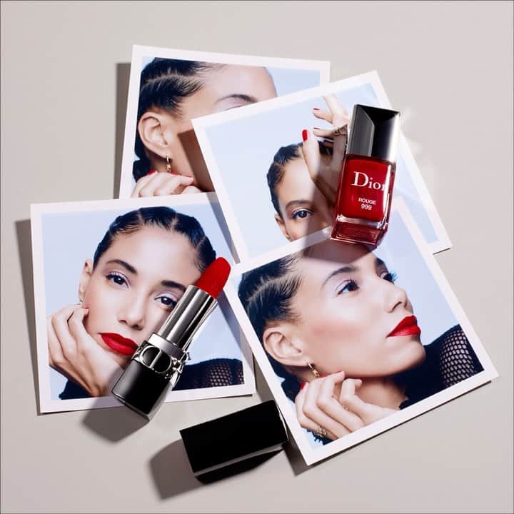 Dior Makeupのインスタグラム：「WE WEAR ROUGE FOR EMPOWERMENT Do you remember the first time you wore red lipstick? Shot by @josephmolines Makeup by @peterphilipsmakeup Hair by @josephpujalte Nails by @elsadeslandes • ROUGE DIOR 999 Velvet DIOR VERNIS 999 • #diormakeup #rougedior #wewearrouge」