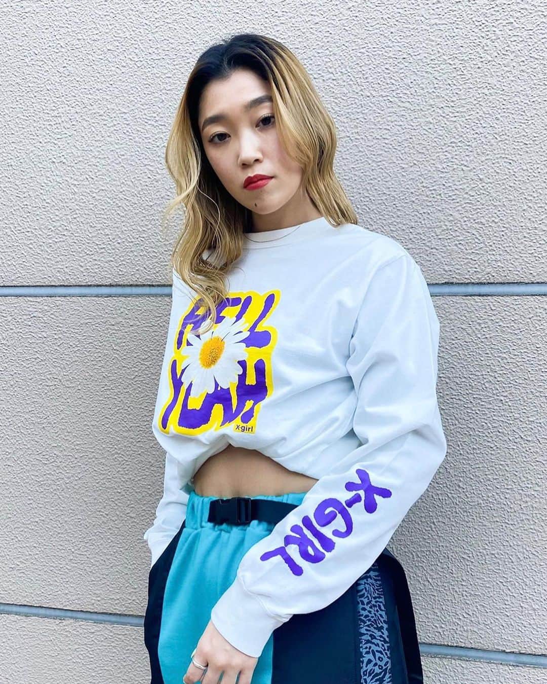 XGIRL_ootdのインスタグラム：「#xgirl_ootd @___xgirlika 158cm XLARGE/X-girl NAMBA CITY STAFF ・ ------------------------ ・ ▪️ DAISY LOGO L/S TEE ¥6,000 +tax (SIZE S) ▪️ SWEAT × NYLON LOUNGE PANTS ¥13,000+tax ・ ------------------------ #xgirl #xgirljp #xgirlus #エックスガール」
