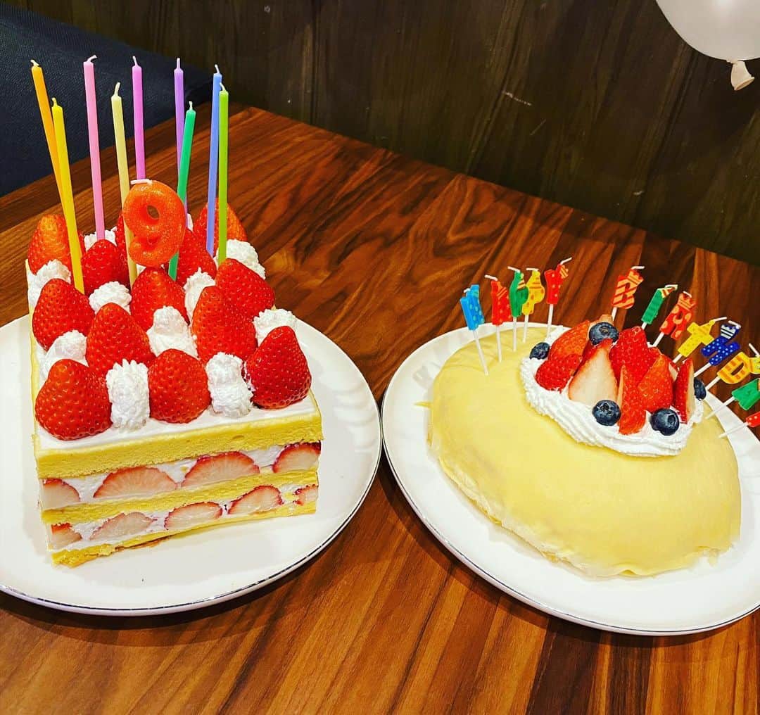 吉見一起のインスタグラム：「2021/2/25 次男9歳の誕生日 初めて誕生日の日にお祝いができました。」