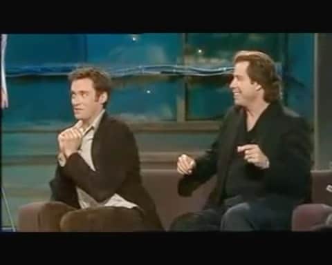 ヒュー・ジャックマンのインスタグラム：「Whose idea was this and why did I agree to it?! @johntravolta @rovemcmanus @therealonj #Grease #swordfish #throwbackthursday」