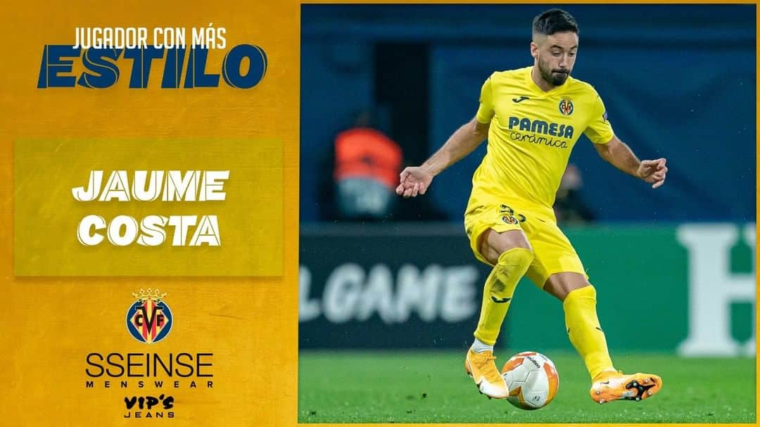 ビジャレアルCFのインスタグラム：「¡Y el premio de hoy al Jugador con Más Estilo de @vips_jeans & @sseinse 🤵 es para @jaumecosta11!  ¡Tremendo partidazo se ha marcado el lateral groguet 😱!  The @vips_jeans & @sseinse Most Stylish Player award 🤵 goes to @jaumecosta11!  What a performance from the Yellows full-back 😱!  #UEL」