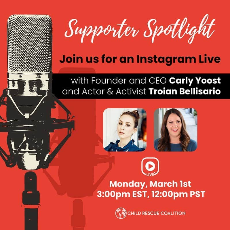 トローヤン・ベリサリオさんのインスタグラム写真 - (トローヤン・ベリサリオInstagram)「Please join me and the incredible founder of @childrescuecoalition ( @carlyyoostcrc ) for a IG live on Monday, March 1st 3pm EST/12pm PST!  Can’t wait to see you there!」2月26日 7時43分 - sleepinthegardn