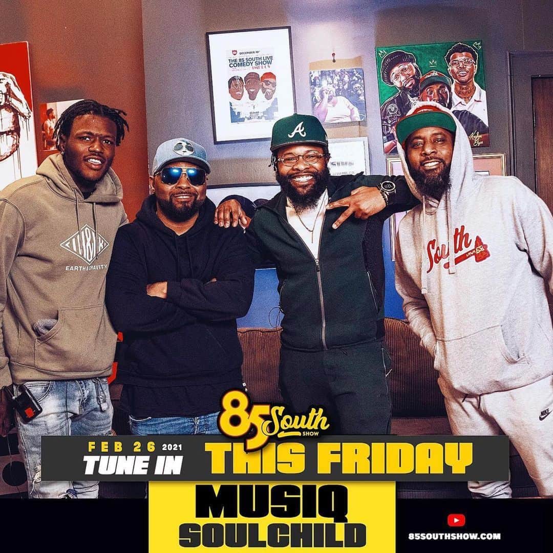 のインスタグラム：「Hey y’all! Catch me tomorrow on @85southshow  🤣😂😅  This is going to be GOOOOOD!   🎤 😂 💫  Don’t Miss @karlousm @dcyoungfly and @chicobean for an EXCLUSIVE interview with The One & Only @musiqsoulchild on The @85southshow this FRIDAY!!!🔥🔥🔥🔥  #85Southshow #TheColdestPodcast #thispodcastisfor #issamovement @85percenters」