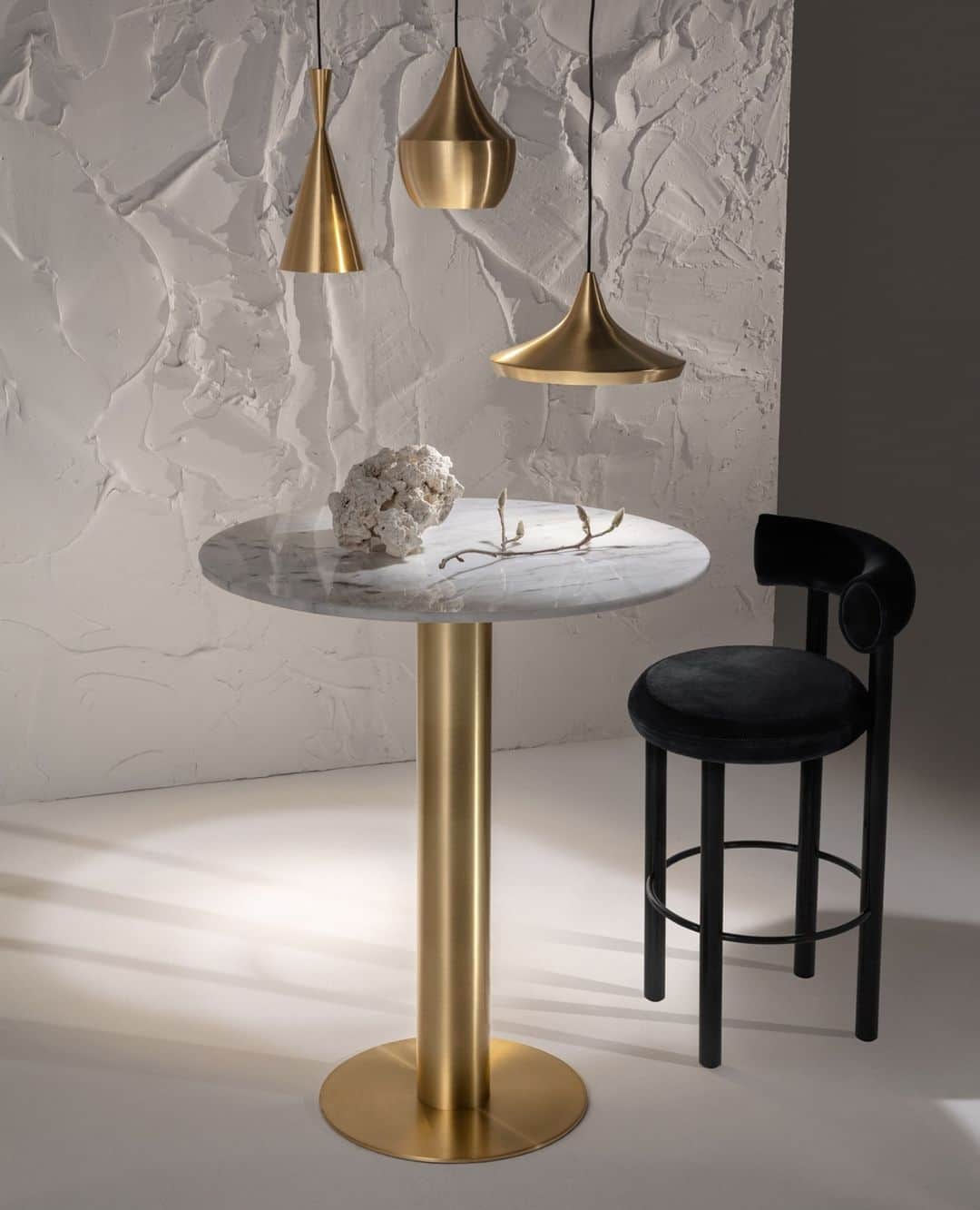 のインスタグラム：「BEAT pendants above a FAT bar stool and a TUBE high table.⁠ ⁠ FAT is our best-selling series of furniture that's generously comfortable but with minimal structure.」