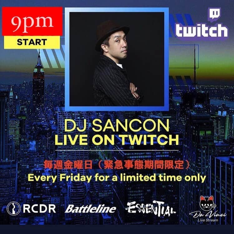 DJ SANCONさんのインスタグラム写真 - (DJ SANCONInstagram)「明日金曜日21時から緊急事態解除前に TWITCHライブ配信します！ 家でレモンサワー🍋でも飲みがら ゆっくり聴いとて下さい😎☝️  DJ SANCON  live on twitch Every Friday for a limited time only  9pm START  #twitchlive #twitchdj #twitchdjing  #livestreaming #twitchlivestream  #djsancon #twitchdj  #ツイッチ配信 #ツイッチ」2月25日 23時57分 - djsancon