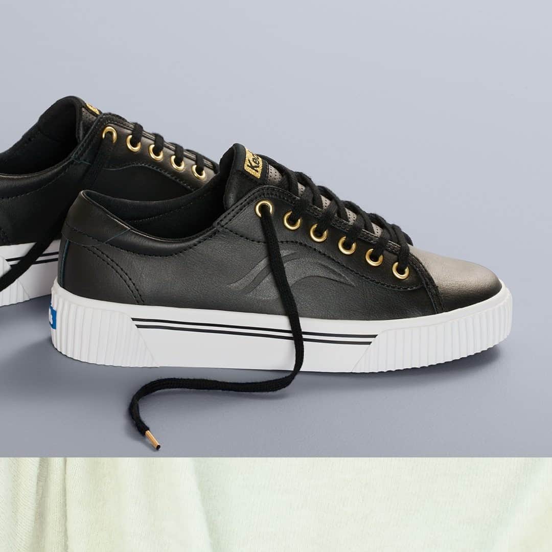 Kedsのインスタグラム：「Shiny golden details, a 1.5” lift, chunky (but not heavy!) rubber bottoms and clean, minimalist design. The Crew Kick Alto instantly elevates everything you pair it with.」