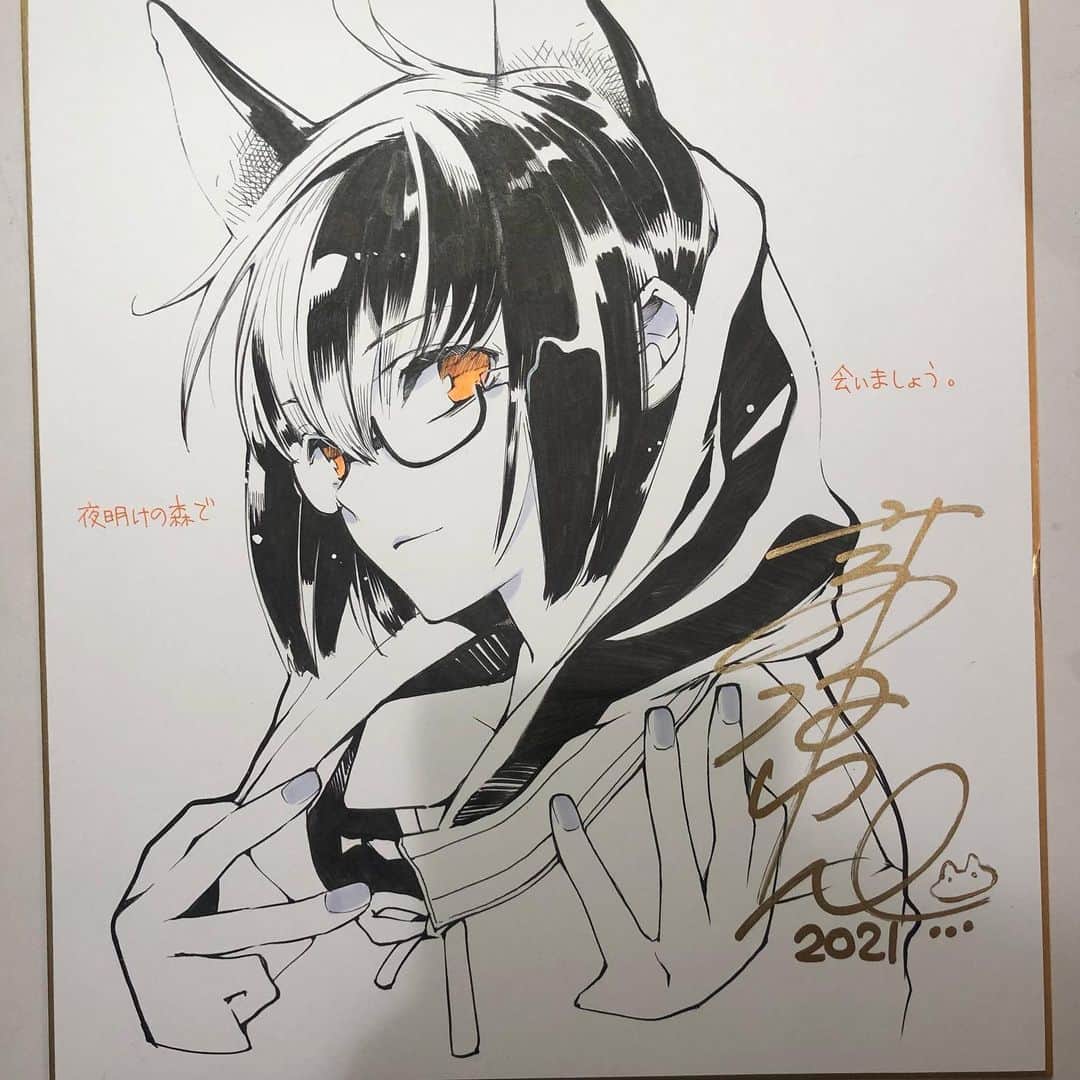 高河ゆんのインスタグラム：「台湾での個展用に色紙描いた🙈アナログ久しぶりで冷や汗でました💦」