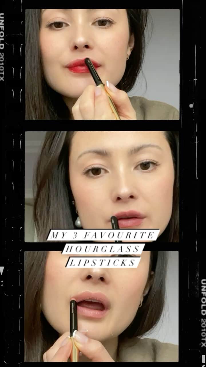 のインスタグラム：「An @hourglasscosmetics lipstick wardrobe. My 3 favourite shades. The perfect nude, pink and red.  The confession lipsticks are cruelty free and refillable.  I’m wearing ... I Still I Feel When I was *features press samples #peonylimbeauty #lipstickaddict」
