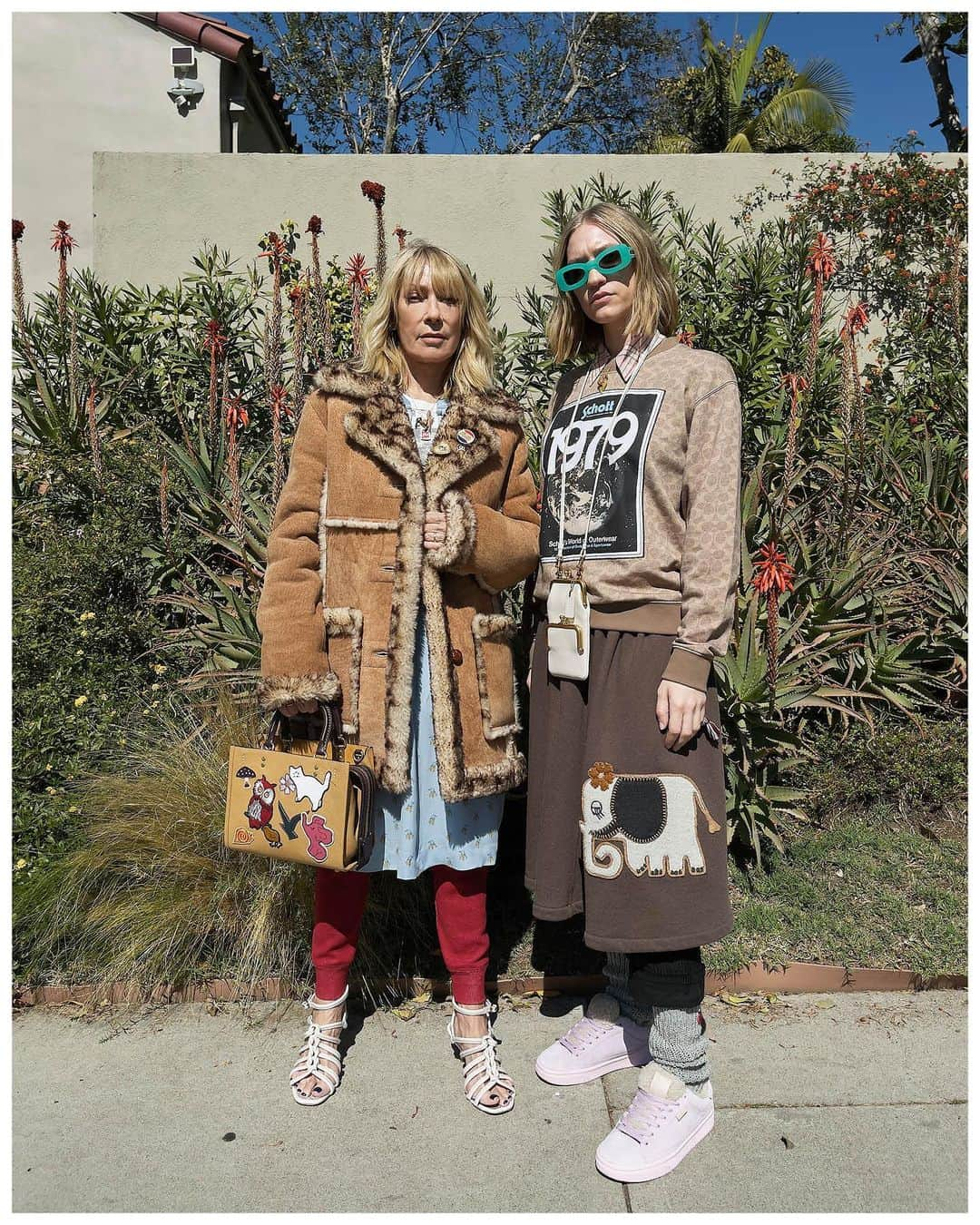 コーチさんのインスタグラム写真 - (コーチInstagram)「Style runs in the fam (and the #CoachFamily). Former Sonic Youth musician (and current all-around icon) #KimGordon, and artist and model #CocoGordonMoore, have a mother-daughter moment in #CoachxSchottNYC pieces.   Kim wears an oversized plush jacket; Coco wears a Signature sweatshirt—and we’re sure you noticed the elephant in the pic! 🐘  Part of Coach TV, #CoachForever2 is our Fall 2021 Collection and is created in collaboration with #JuergenTeller and the #CoachFamily.  Photographer: #JuergenTeller Creative Partner to Juergen Teller: #DovileDrizyte Stylist: #OlivierRizzo With thanks to #AshleyBrokaw, #GuidoPalau and #PatMcGrath. #CoachNY」2月26日 2時05分 - coach