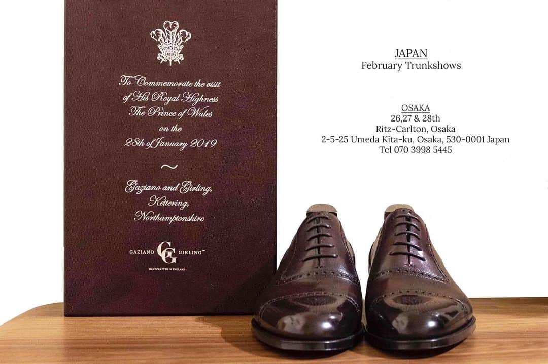 ガジアーノ&ガーリングのインスタグラム：「Gaziano & Girling will be having a trunkshow in Osaka, Japan on the 26th, 27th and 28th of February, our 20% discount and free shipping will be available for all orders placed at the show.   To make an appointment please email: masaichi@gazianogirling.com」