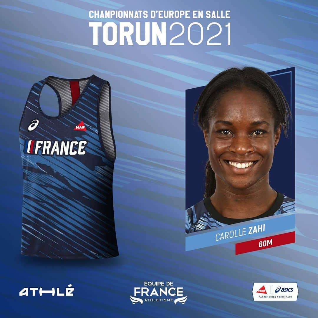 キャロル・ザヒのインスタグラム：「🇫🇷 Championnats d’Europe, c’est parti ! 🇵🇱  ____________________________________ #equipedefrance #Edf #ffa #championnatdeurope #torun2021  #sprint #athletisme #ensemble #🇫🇷」