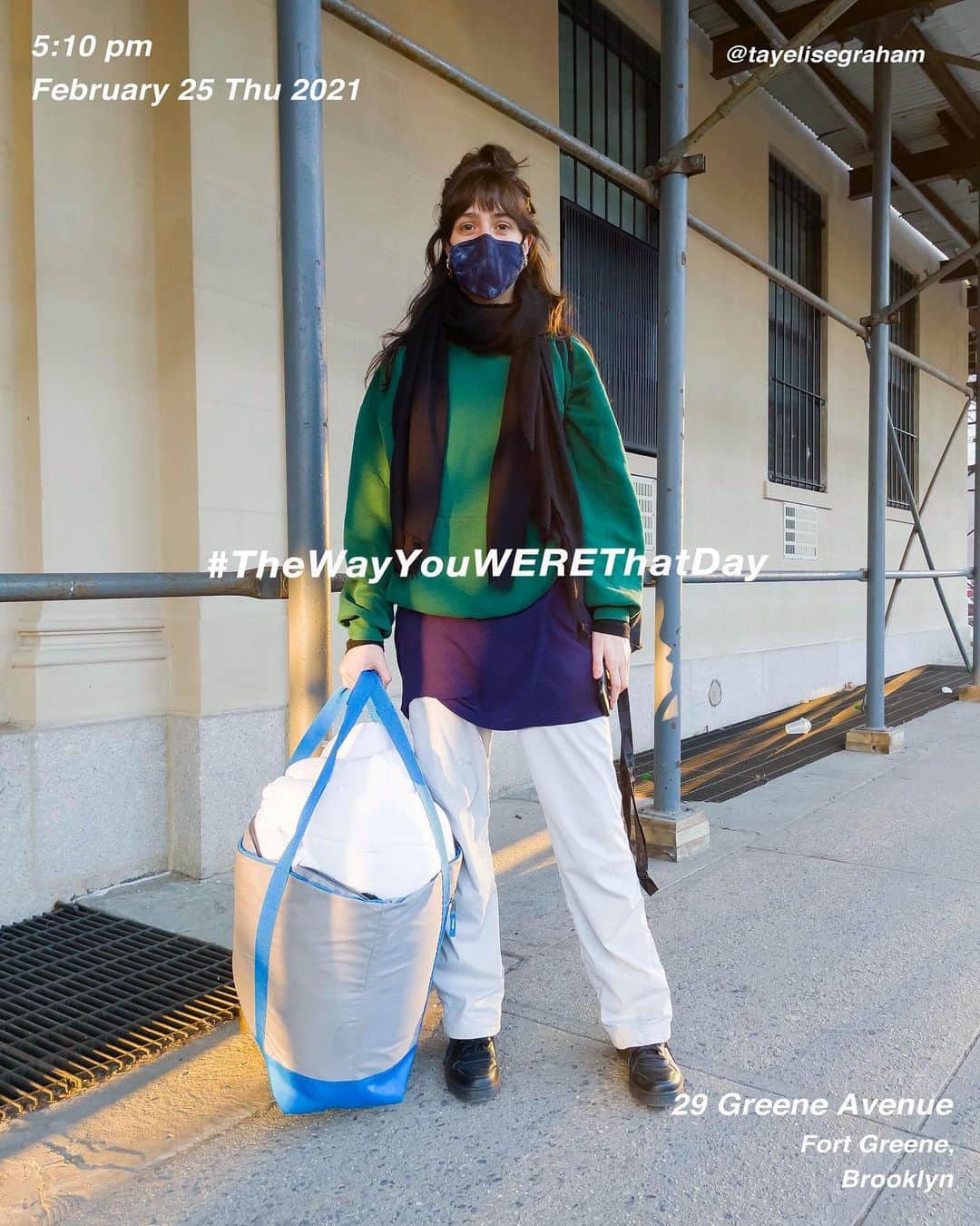 筒井心一のインスタグラム：「@tayelisegraham on 29 #GreeneAvenue at 5:10 pm, February 25 Thursday 2021, #NewYork ﻿ #OutfitOfTheDay = #TheWayYouWEREThatDay  #TWYWTD #ShinichiTsutsui」