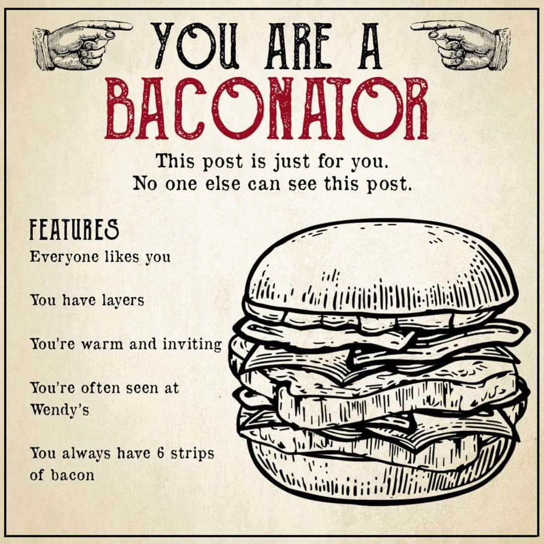 のインスタグラム：「This is just for you. You are special. You are a Baconator.」